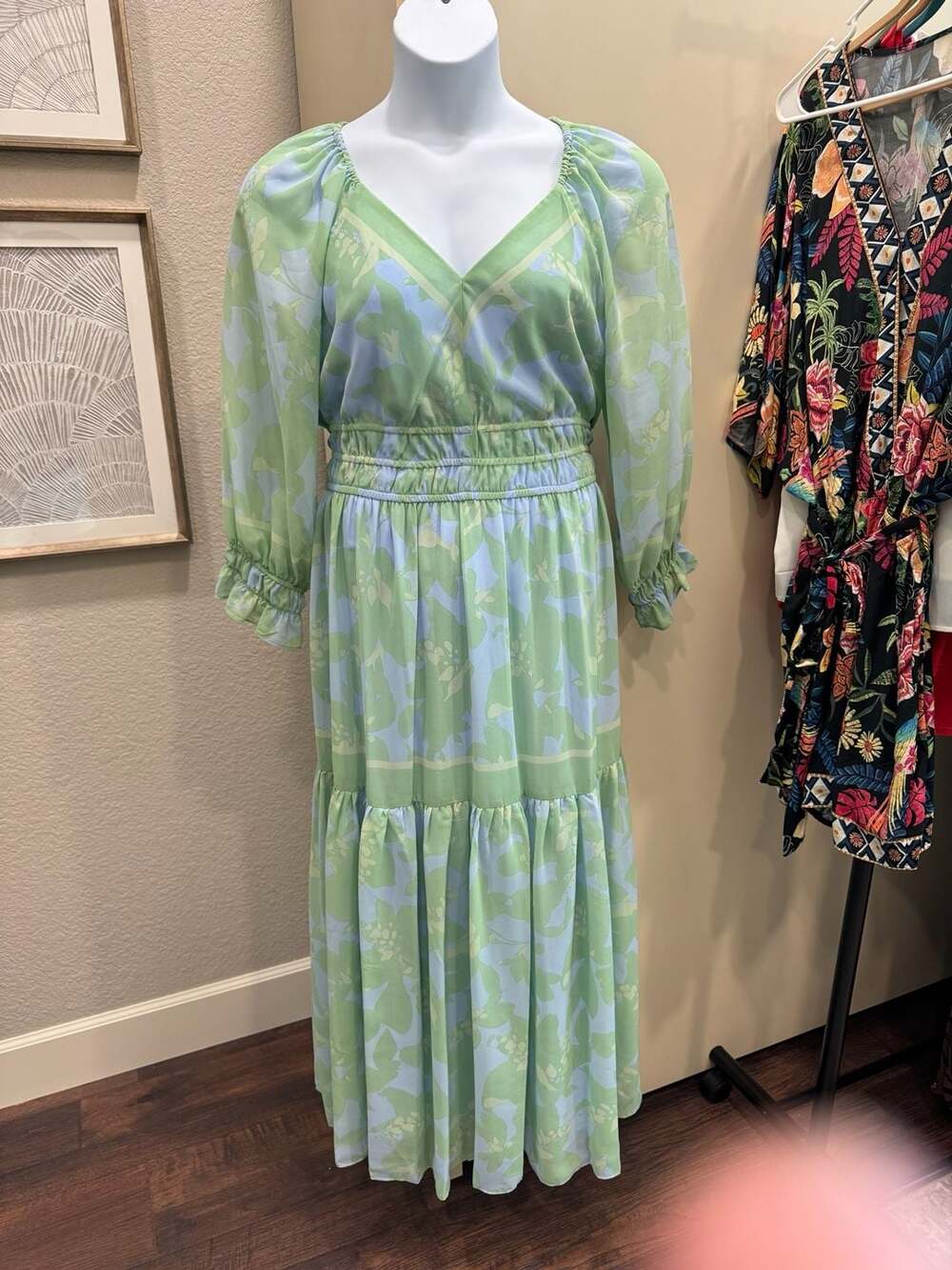 Taylor Plus Size Floral V-Neck Chiffon Dress